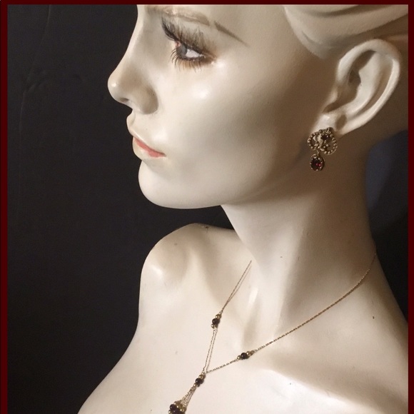 VTG 14k ANTIQUE GOLD VICTORIAN GARNET EARRINGS 💕 - Picture 3 of 12